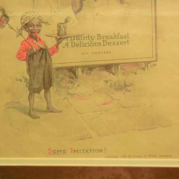 Antique 1921 ORIGINAL “Rastus” Cream of Wheat Ad Advertisement Wooden Frame - Picture 4 of 7